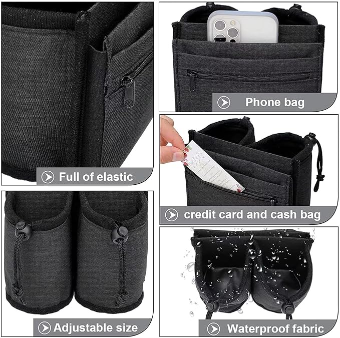 Luggage Cup Holder for Suitcases,Travel Must Haves,Free Hand Drinks Carrier Coffee Mugs Holder,Universal Luggage Accessories for Flight Attendants,Business Travelers Travel Essential - Black