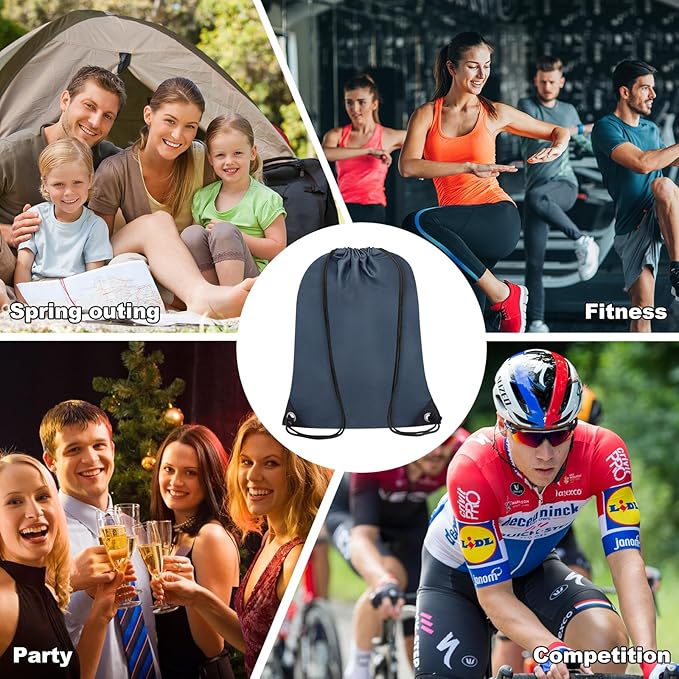 2PCS Drawstring Bags Bulk, String Backpack for Men Women, Cinch Bag Draw String Back Bag for Gym, Sports, Travel, Swimming, Beach, Navy Blue