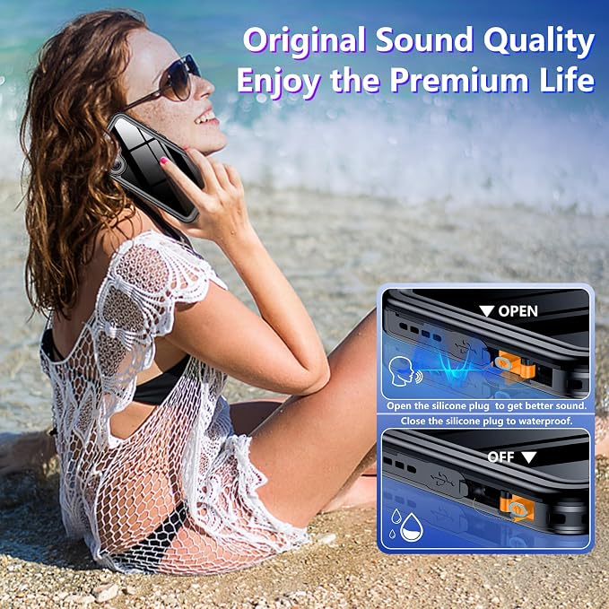 Compatible with iPhone 16 Case Waterproof, Built-in Screen & Camera Protector IP68 Underwater Full Body 16FT Military Dropproof Shockproof Phone Case 6.1"-Black/Clear