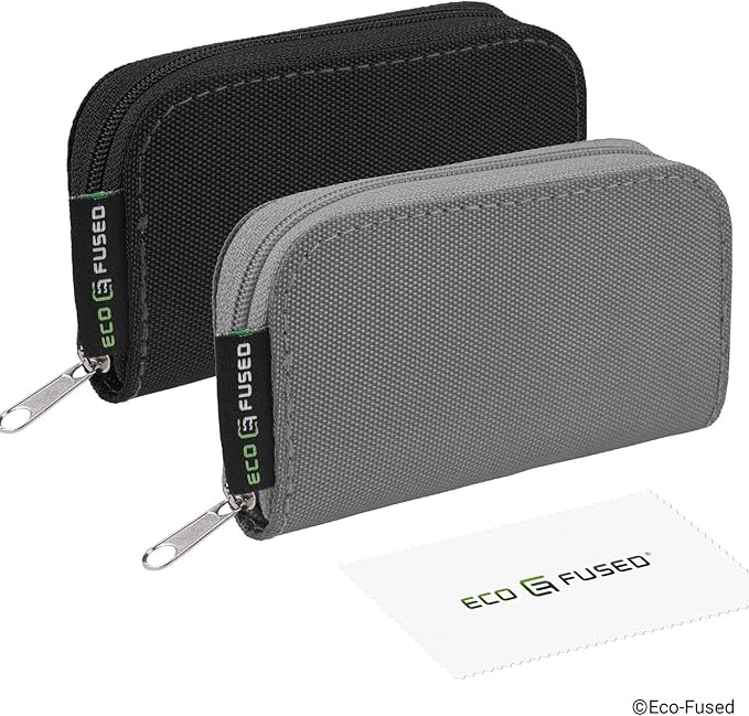 Eco-Fused Memory Card Case - Fits up to 22x SD, SDHC, Micro SD, Mini SD and 4X CF - Holder with 22 Slots (Black & Grey / 22 Slots - 2 Pack)