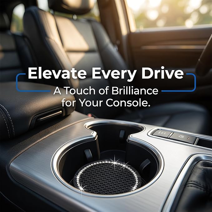 Car Cup Holder Coasters, Bling Cup Holder Insert Coaster Car Interior Accessories-2.75 inch Silicone Anti Slip Car Coaster-Universal (Pack of 2) DBlosp