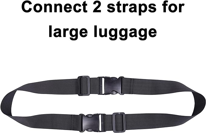 Wisdompro 2 Pcs Add a Bag Luggage Strap, Heavy Duty Adjustable Suitcase Belt Travel Attachment Travel Accessories for Connecting Your Luggage Together - Black, 31 Inch