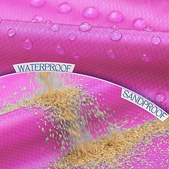 BYDOLL Beach Blanket Waterproof Sandproof Large Sand Free,78''X81''/10'X9' Oversized Sandless Lightweight Blanket Picnic Mat for Beach Travel Camping Hiking with Stakes