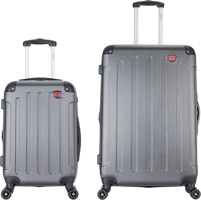 DUKAP INTELY Hardside Luggage Set with Spinner Wheel | Spacious Traveling Suitcase, Travel Suitcases with TSA Lock and Ergonomic GEL Handle | 2 Piece Set (20"/28") | Grey