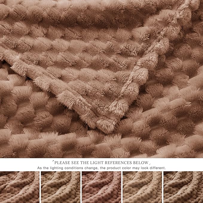 EXQ Home Gentle Soft Fleece Throw Blanket – Cozy Lightweight 3D Imitation Turtle Shell Jacquard Blanket for Couch Bed – All-Season Warm Fuzzy Flannel Blanket for Women Mom Gifts(50"x60",Mocha Mousse)