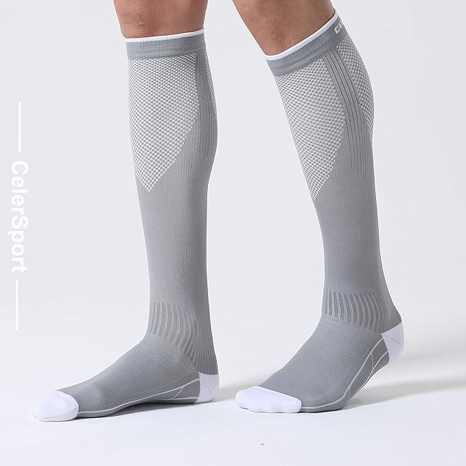 CS CELERSPORT 3 Pairs Compression Socks for Men and Women 20-30 mmHg Running Support Socks
