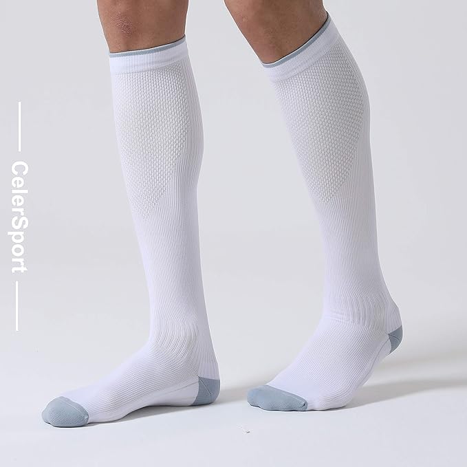 CS CELERSPORT 3 Pairs Compression Socks for Men and Women 20-30 mmHg Running Support Socks