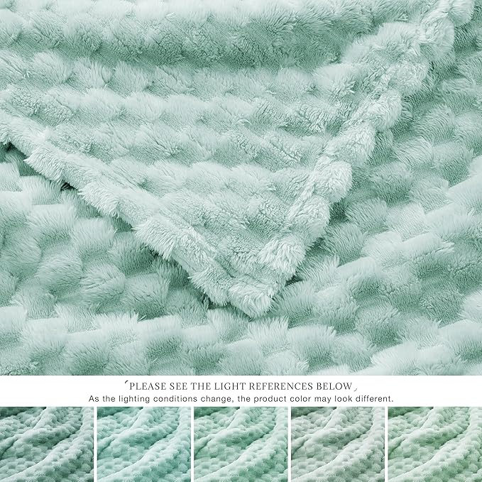 EXQ Home Gentle Soft Fleece Throw Blanket – Cozy Lightweight 3D Imitation Turtle Shell Jacquard Blanket for Couch Bed – All-Season Warm Fuzzy Flannel Blanket for Women Mom Her Gifts(50"x60",Aqua)