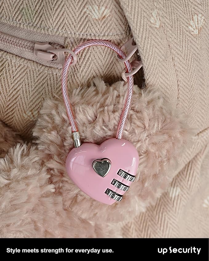 Small Combination Lock for Locker, Cable Lock with Code, Pink Padlock Combination, for Luggage, Suitcase, Gym Locker, Backpack Zipper, Cabinet, Box, Fence Gate, Travel Safe, Outdoor Use