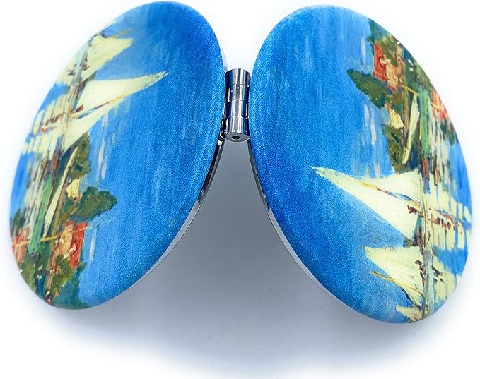 Small Compact Mirror for Men Small Bag Mirror Lightweight Portable Mirror Hand Mirror Claude Monet Sea Argenteuil Birthday Gift for Friend