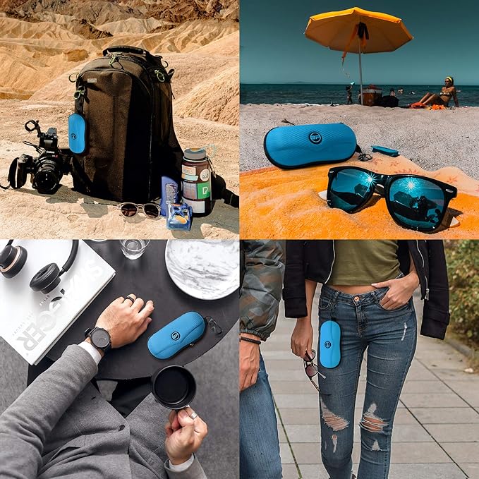BLUPOND Sunglasses Case Semi Hard EVA Shell with Metal Hanging Hook Belt Clip Sun Glasses Storage