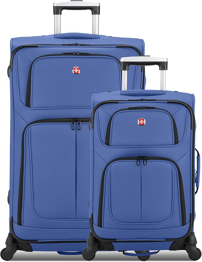 SWISSGEAR Sion Softside Expandable Spinner Luggage Durable Lightweight Travel Suitcase, Regatta, 2-Piece Set (Carry-On/Large)