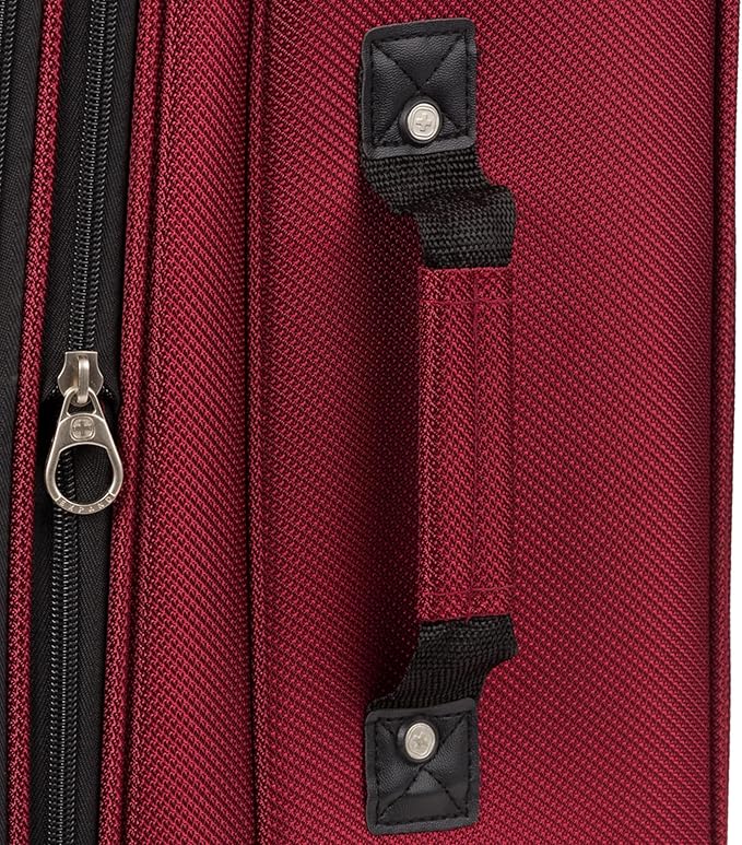 SWISSGEAR Sion Softside Expandable Spinner Luggage Durable Lightweight Travel Suitcase, Burgundy, Checked-Medium