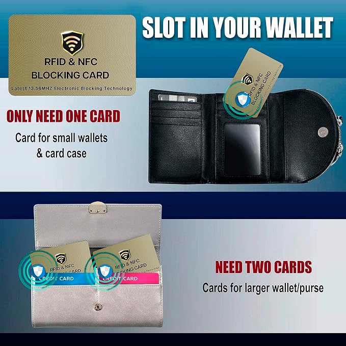SaiTech IT RFID Blocking Card, 10 Pack Entire Wallet Purse Shield For Men & Women, NFC Contactless Bank Debit Credit Card Protector ID ATM Guard - Golden
