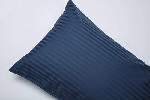 Travel Pillowcase 12x16 500 Thread Count Egyptian Cotton Set of 2 Toddler Pillowcase Zipper Closer 100% Egyptian Cotton (Toddler Travel 12x16 Zipper, Navy Blue Stripe)
