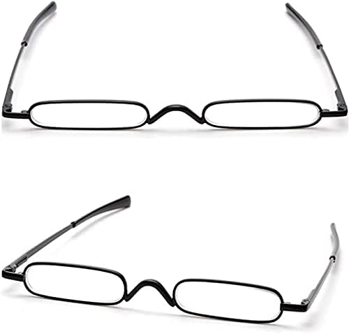 Viseng Slim Mini Metal Reading Glasses Compact Lightweight Portable Readers with Glasses Case for Reading Case,Black+Gray+2.0