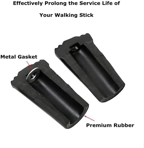 Walking Stick Tips Rubber 4pcs Trekking Pole Tips Replacement- Rubber Feet for Hiking Poles, Walking Sticks, Trekking Poles | Rubber Tip for Walking Sticks Hiking Trekking Poles Boot Tips Rubber Feet