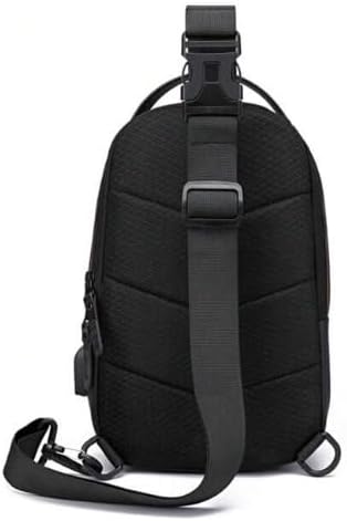 Waterproof Polyester Slim Unisex Crossbody Sling Bag Chest Backpack Men's Shoulder Bag, Leisure Travel Handbag, Hard Shell Anti-Theft Chest Bag, Black&Golden, Standard, Retro