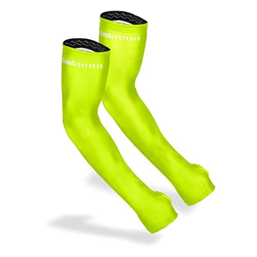 FARMER'S DEFENSE Gardening Arm Sleeves|UV Cooling Protective Sleeve Women & Men|Anti-Scratch Cover Sun UPF Outdoor Protection - Yellow - XXL