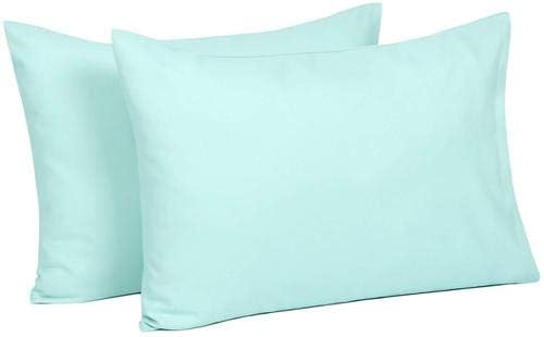 Travel Pillowcase 12x16 500 Thread Count Egyptian Cotton Set of 2 Toddler Pillowcase Zipper Closer 100% Egyptian Cotton (Toddler Travel 12x16 Zipper, Aqua Blue)