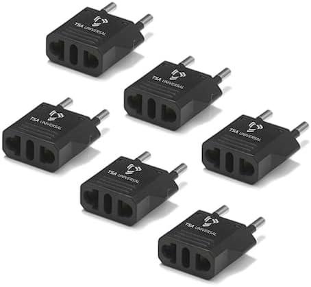 United States to Greece Travel Power Adapter to Connect North American Electrical Plugs to Greek Outlets for Cell Phones, Tablets, Laptops, eReaders, and More (6-Pack, Black)
