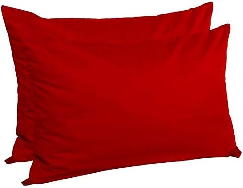 Travel Pillowcase 14x20 500 Thread Count Egyptian Cotton Set of 2 Toddler Pillowcase Zipper Closer 100% Egyptian Cotton (Toddler Travel 14x20 Zipper, Red Solid)
