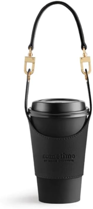 Coffee Cup Holder Tea Cup Protective Sleeve, Water Bottle Holder PU Leather Pouch, Outdoor Camping Shopping Travel cup Sling(Black)