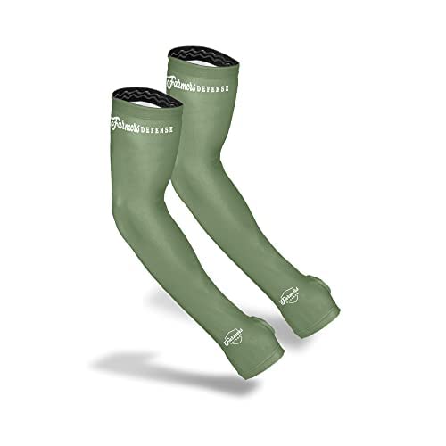 FARMER'S DEFENSE Gardening Arm Sleeves|UV Cooling Protective Sleeve Women & Men|Anti-Scratch Cover Sun UPF Outdoor Protection - Forest Green - XS