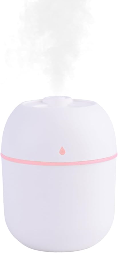 Portable Mini Humidifier Small Cool Mist Humidifier Personal Desktop USB Powered Super Quiet for Travel Car,Office,Baby Bedroom, Night Light, 2 Mist Modes, Auto Shut-off