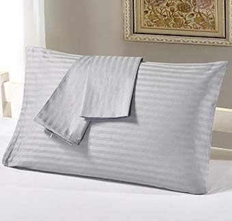 Travel Pillowcase 12x16 500 Thread Count Egyptian Cotton Set of 2 Toddler Pillowcase Zipper Closer 100% Egyptian Cotton (Toddler Travel 12x16 Zipper, Silver Stripe)
