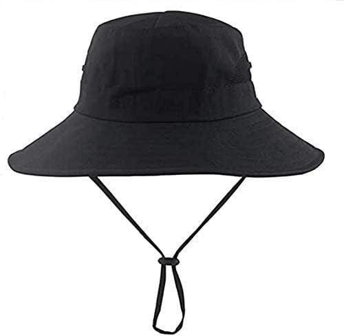 Womens Summer Sun-Hat Outdoor UV Protection Fishing Hat Wide Brim Foldable-Beach-Bucket-Hat with Ponytail-Hole
