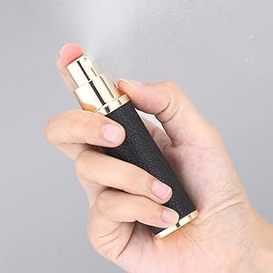 Fusupak Travel Perfume Bottle Refillable - Mini Leather Cologne Atomizer Sprayer Portable - Empty Small Size Fragrance Pump Dispenser Container for Men Women Gifts - Small Refill 10ml 4 PCS