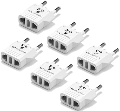 United States to Greece Travel Power Adapter to Connect North American Electrical Plugs to Greek Outlets for Cell Phones, Tablets, Laptops, eReaders, and More (6-Pack, White)