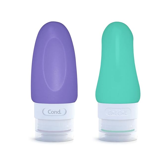 Dot&Dot Leak Proof Travel Bottles - Tubes for Liquid TSA Approved 1oz Silicone Toiletries Travel Shampoo & Conditioner Containers with Labels