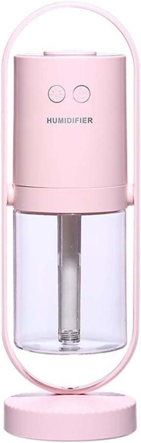 Cool Mist for Bedroom Home Car Plants Purifier Mini Humidifier, 360 Rotate Air Humidifier Aroma Diffuser with Night Light, Portable Small Cool Mist Humidifiers for Cars Travel - Pink