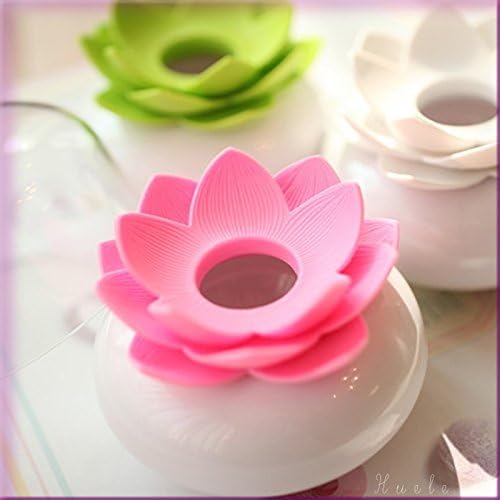 2-Pack Lotus Flowers Cotton Swab Holder, Small Q-Tips Toothpicks Storage Organizer,Bathroom Vanity Canister(Green+Pink)