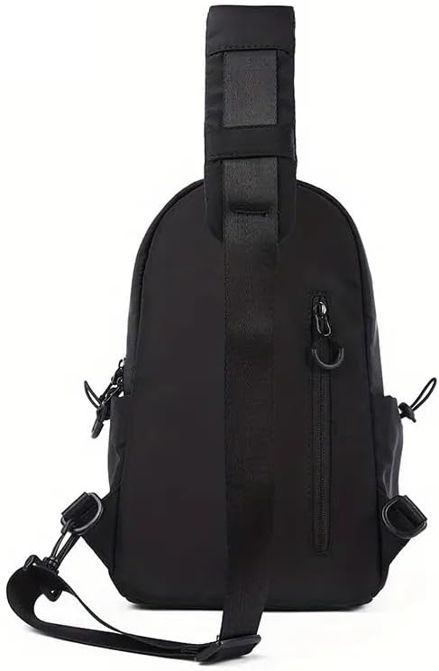 Waterproof Polyester Slim Unisex Crossbody Sling Bag Chest Backpack Men's Shoulder Bag, Leisure Travel Handbag, Hard Shell Anti-Theft Chest Bag, Chest Bag - Black, 30.5 cm, Retro