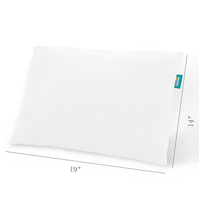 Biloban Organic Cotton 2 Pack Toddler Travel Pillowcase for Children Kid Pillows 13"x 18" or 14"x19", Envelope Travel Toddler Pillow Cover Case (White)