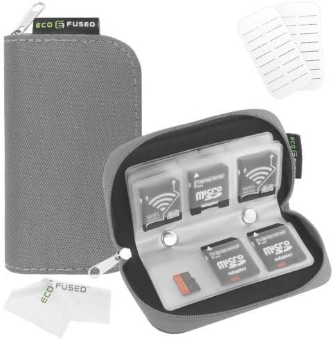 Eco-Fused Memory Card Case - Fits up to 22x SD, SDHC, Micro SD, Mini SD and 4X CF - Holder with 22 Slots (Grey / 22 Slots - 1 Pack)