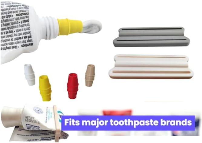 Travel-Size Toothpaste Refill Adapters & Squeezer Set, 6PCS/Pack, Compatible with Colgate, Crest, & Sensodyne Toothpaste