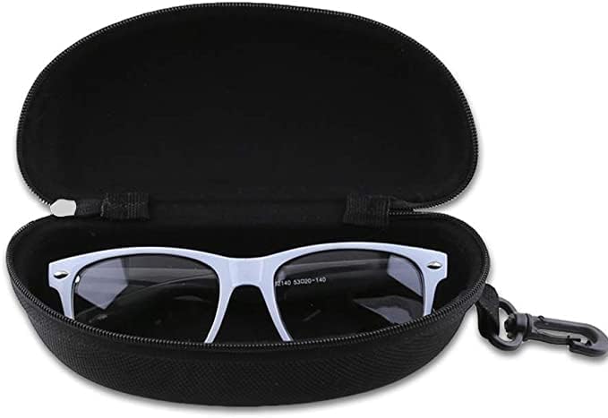 3 Pack Zipper Shell Eyeglasses and Sunglasses Case with Plastic Carabiner Hook