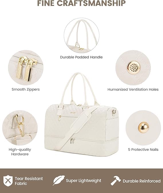 LOVEVOOK Travel Duffle Bag for Women, Weekender Overnight Bag with Shoe Compartment, Carry on Bag with Toiletry Bag, Gym Duffel Bag with Wet Pocket, Hospital Bags for Labor and Delivery 3 Pcs Set