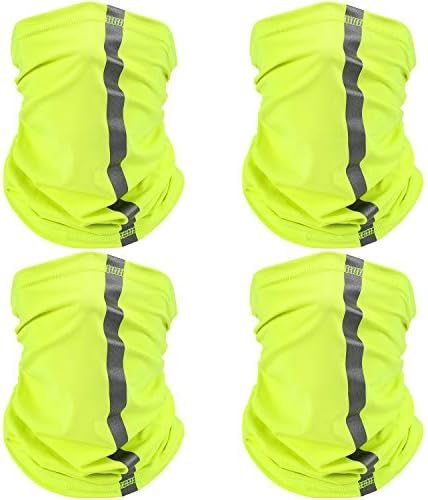 SATINIOR 4 Pcs Neck Gaiter Face Mask for Men Reflective Face Cover Scarf Summer UV Sun Protection Balaclava Bandana for Work