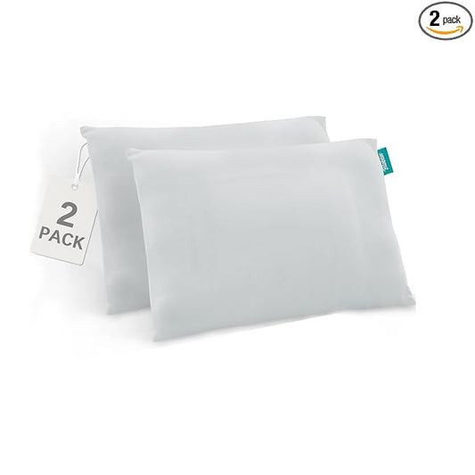 Biloban Organic Cotton 2 Pack Toddler Travel Pillowcase for Children Kid Pillows 13"x 18" or 14"x19", Envelope Travel Toddler Pillow Cover Case (Gray)