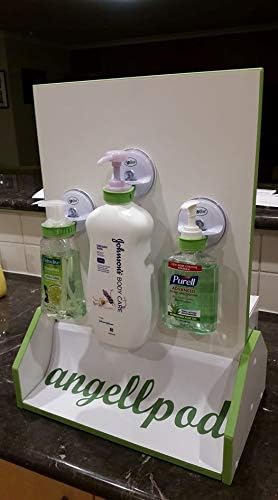 Original AngellPod® Repositionable Wall Mount Hand Sanitiser Pump Bottle Holder for Any Size Bottle. Hand sanitizer, soap, Shampoo, Cream Dispenser Holder. Suction-Cup + Self-Adhesive = NO Tools.