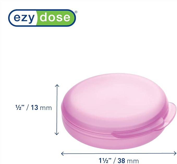 Ezy Dose Daily Round, Portable On-The-Go, Pill Box, Organizer and Vitamin Containers, Snap Shut Lids, Perfect for Traveling, Colors May Vary, 8 Pack