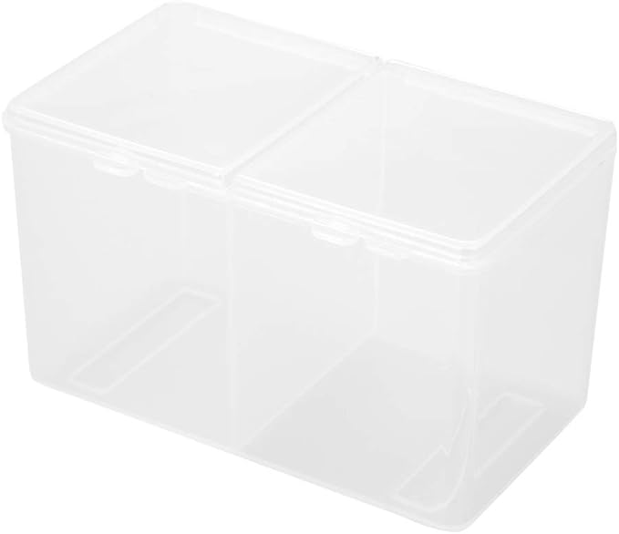 Cotton Pads Container 2 Grids Cotton Pads Swabs Container Nail Polish Glitter Powder Organizer Storage Box