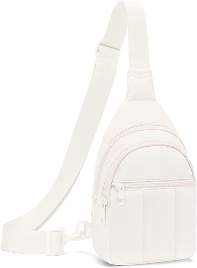 Viverte Quilted Puffer Crossbody Bags for Women Small Puffy Sling Bag Lightweight Cross Body Bubble Purse Shoulder Bag for Travel (Cream White)