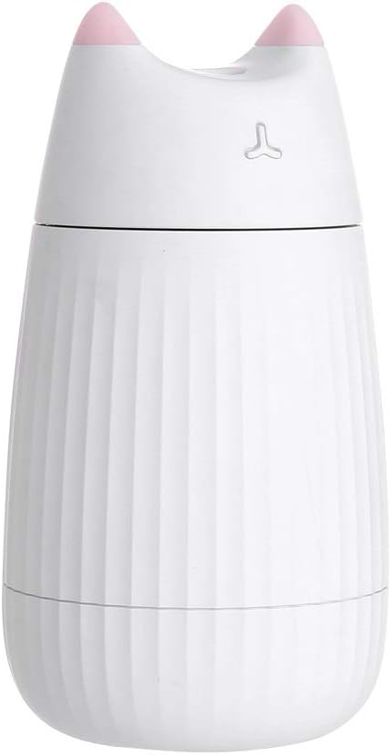 Upgraded Mini USB Cute Cool Mist Portable Humidifier, for Kids Baby Nursery Bedroom Office Car Desk, 7-Color Lights 2 Mist Mode Auto Shutoff Whisper Silent (200ml, White)
