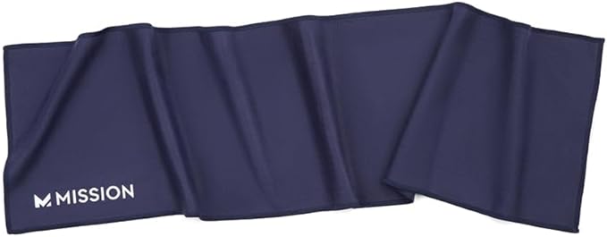 MISSION On-The-Go Cooling Towel - Soft, Lightweight Fabric - Cools Up to 2 Hours - UPF 50 Sun Protection - Machine Washable (Navy)